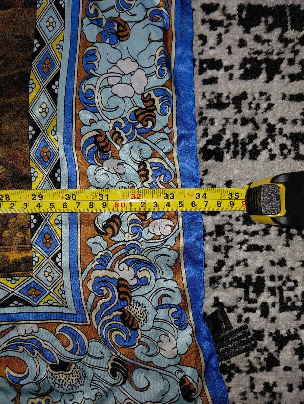 Vintage Heidelberg Castle 100% Silk Scarf 34x34 Blue Baroque Germany Travel CC